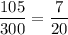 \displaystyle \frac{105}{300} =\frac{7}{20}