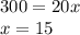 300=20x\\x=15%