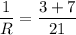 \dfrac{1}{R}=\dfrac{3+7}{21}