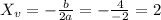 X_{v}=-\frac{b}{2a}=-\frac{4}{-2}=2