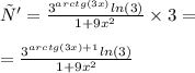 у' = \frac{{3}^{arctg(3x)} ln(3) }{1 + 9 {x}^{2} } \times 3 = \\ \\ = \frac{{3}^{arctg(3x) + 1} ln(3) }{1 + 9 {x}^{2} }