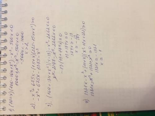 Не могу решить , , за рание ) решите неравенство: 1)(у+7)^3-у^3-21у^2≥0 2)-24у^2+(8-у)^3+у^3≤0 3)(6-