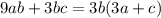 9ab + 3bc = 3b(3a + c)