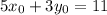 5x_0+3y_0=11