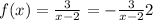 f(x) = \frac{3}{x - 2} = - \frac{3}{x - 2}2{}