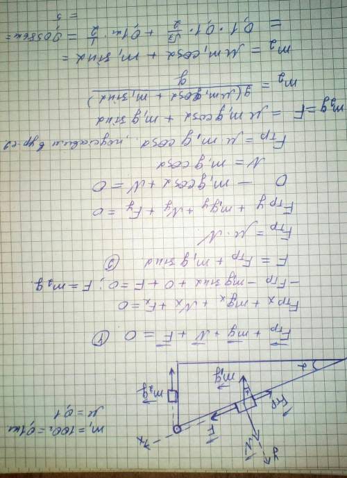 Наклонная плоскость составляет с горизонтом угол a=30°.брусок а и груз в связаны невесомой,нерастяжи