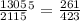 \frac{1305}{2115} {}^{5} = \frac{261}{423 }