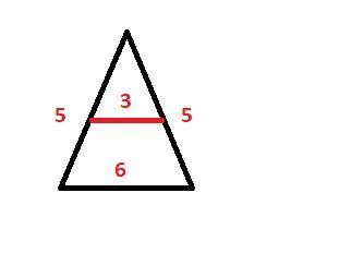 5. средняя линия равнобедренного треугольника, параллельная основанию, равна 3 см. найдите стороны
