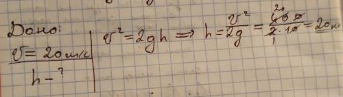 М'яч кинули із землі вертикально вгору із швидкістю 20м/с . на яку максимальну висоту підніметься м'