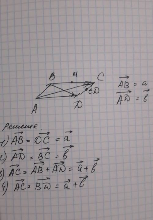 Впараллелограмме abcd точки м и n середины сторон вс и cd, ab = a, ad=b. a) выразите векторы