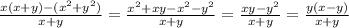 \frac{x(x+y)-(x^{2}+y^{2} )}{x+y} = \frac{x^{2}+xy-x^{2}-y^{2}}{x+y} =\frac{xy-y^{2} }{x+y}=\frac{y(x-y)}{x+y}