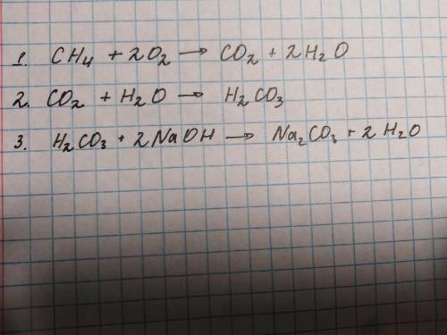 Как осуществить следующие превращения? ch4➡️co2➡️h2co3➡️na2co3