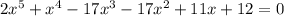 2x^5+x^4-17x^3-17x^2+11x+12=0