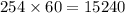 254 \times 60 = 15240