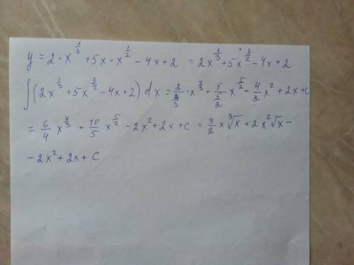 y=2\sqrt[3]{x} + 5x\sqrt{x} -4x+2