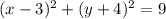 (x-3)^2+(y+4)^2=9