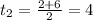 t_2=\frac{2+6}{2}=4