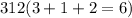 312(3 + 1 + 2 = 6)