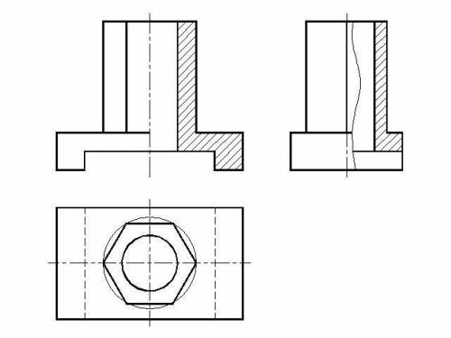 Черчение! постройте третий вид и обязательно постройте разрезы
