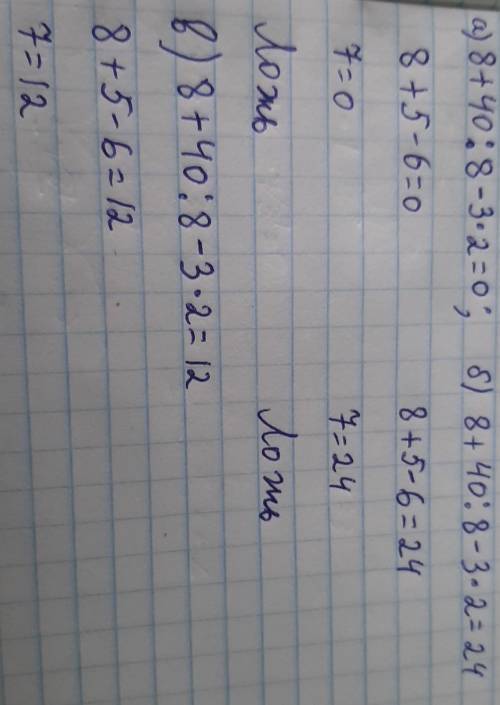 Жақшаларды қалай орнастыруға болады ? 8+40: 8-3×2=0 8+40: 8-3×2=24 8+40: 8-3×2=12