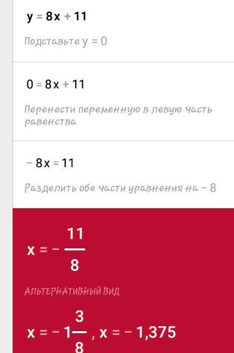 Найдите функцию обратную к функции y=8x+11