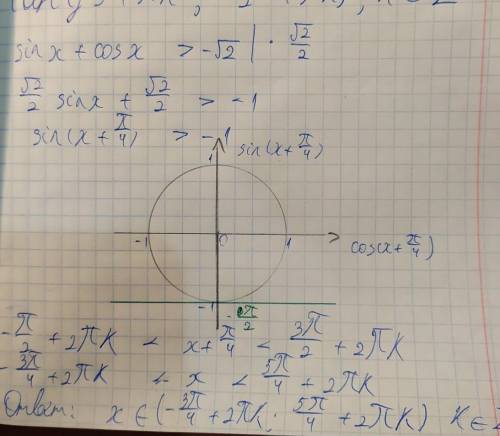  \sin(x) + \cos(x) > - \sqrt{2} 