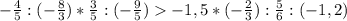 -\frac{4}{5} :(-\frac{8}{3})*\frac{3}{5}:(-\frac{9}{5} ) -1,5*(-\frac{2}{3}):\frac{5}{6}:(-1,2)