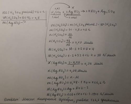 Какая масса хлорида серебра образуется при взаимодействии 60 г 80% раствора соляной кислоты с нитрат