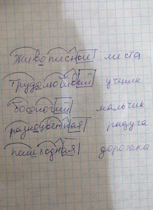 Как выделиь коринь в словах живописные места трудолюбивый ученик босоногий мальчик разнацветная рад