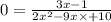 0 = \frac{3x - 1}{2x {}^{2} - 9x \times + 10 }