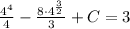 \frac{4^{4}}{4}-\frac{8\cdot4^{\frac{3}{2}}}{3}+C=3