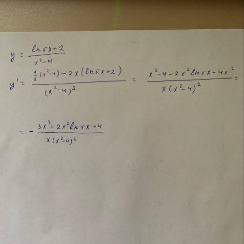 y= \frac{ln5x +2}{x^2-4}