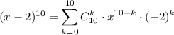 (x-2)^{10}=\displaystyle \sum^{10}_{k=0}C^k_{10}\cdot x^{10-k}\cdot (-2)^k\\