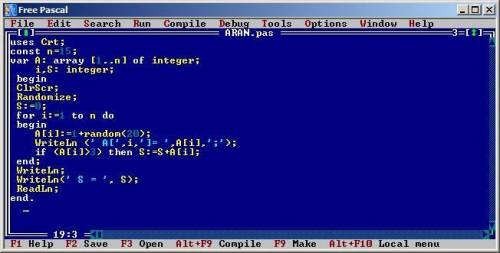 Задан массив а ( n=15) случайным образом на отрезке [1,20]. составить программу вычисления суммы эле