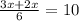 \frac{3x + 2x}{6} = 10