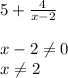 5+\frac{4}{x-2}\\\\x-2\neq0\\x\neq2