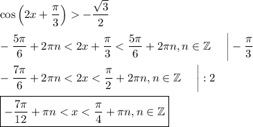 \cos \Big(2x+\dfrac{\pi}{3}\Big)-\dfrac{\sqrt{3}}{2}\\ \\ -\dfrac{5\pi}{6}+2\pi n