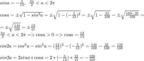 sina=-\frac{5}{13},\;\;\frac{3\pi}{2}