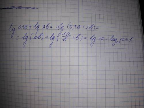 Lg 0,5a + lg 2b, если a= 10/b можно подробно )