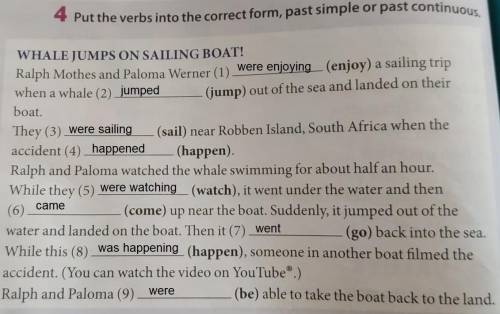 Put the verbs into the correct form, past simple or past continuous​