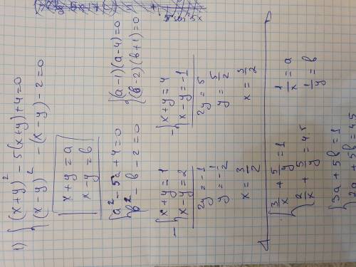 Решите систему уравнений методом замены переменной 1){(x+y)^2-5(x+y)+4=0 {(x-y)^2-(x-y)-2=0 2){3/x+