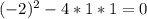 (-2)^{2} -4*1*1=0