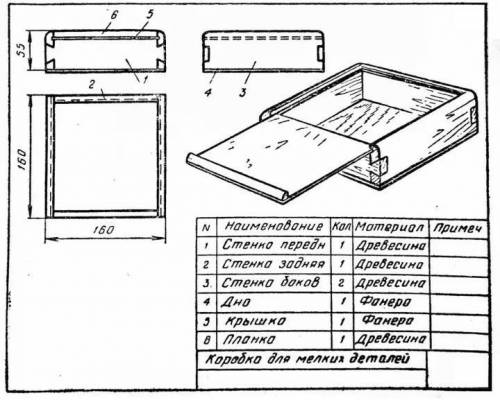 Начертить чертёж шкатулки с шиповым соединением​