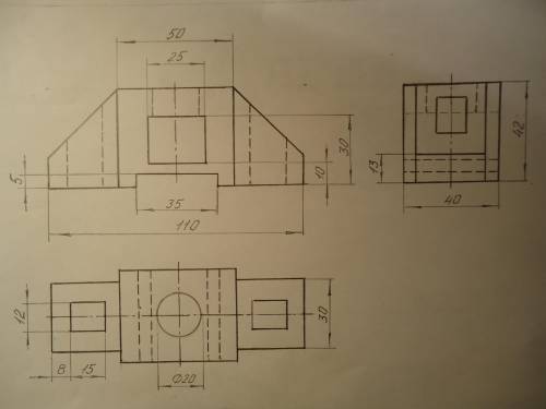 По двум данным проекциям постройте третью проекцию.! нанести размеры