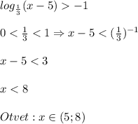 log_{\frac{1}{3}}(x-5)-1\\\\0