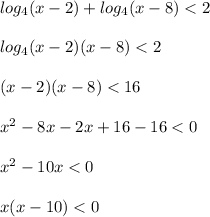 log_{4}(x-2)+log_{4}(x-8)