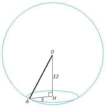 Шар пересечен плоскостью на расстоянии 12см от центра найдите радиус шара если радиус сечения равен