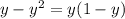 y - y { }^{2} = y(1 - y)