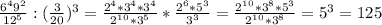 \frac{6^49^2}{12^5}:(\frac{3}{20})^3=\frac{2^4*3^4*3^4}{2^1^0*3^5}*\frac{2^6*5^3}{3^3}=\frac{2^1^0*3^8*5^3}{2^1^0*3^8}=5^3=125