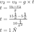 {\upsilon}_{2}={\upsilon}_{0}-g\times t\\t=\frac{{\upsilon}_{0}-{\upsilon}_{2}}{g}\\t=\frac{15\frac{м}{с}-5\frac{м}{с}}{10\frac{м}{{с}^{2}}}\\t=1 \: с